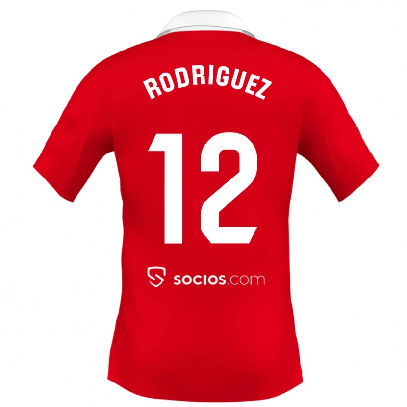 Danxen Dzieci Lucía María Rodríguez Herrero #12 Czerwono-Biało-Szary Wyjazdowa Koszulka 2025/26 Koszulki Klubowe