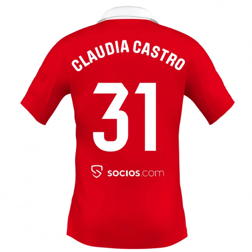 Danxen Dzieci Claudia Castro Romero #31 Czerwono-Biało-Szary Wyjazdowa Koszulka 2025/26 Koszulki Klubowe
