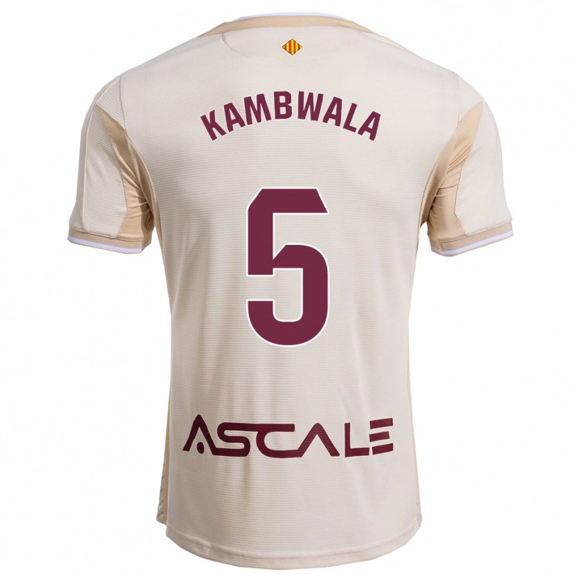 Danxen Dzieci Willy Kambwala #5 Złamana Biel-Bordowy Wyjazdowa Koszulka 2025/26 Koszulki Klubowe