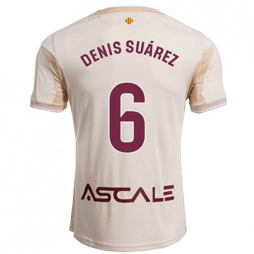 Danxen Dzieci Denis Suárez #6 Złamana Biel-Bordowy Wyjazdowa Koszulka 2025/26 Koszulki Klubowe