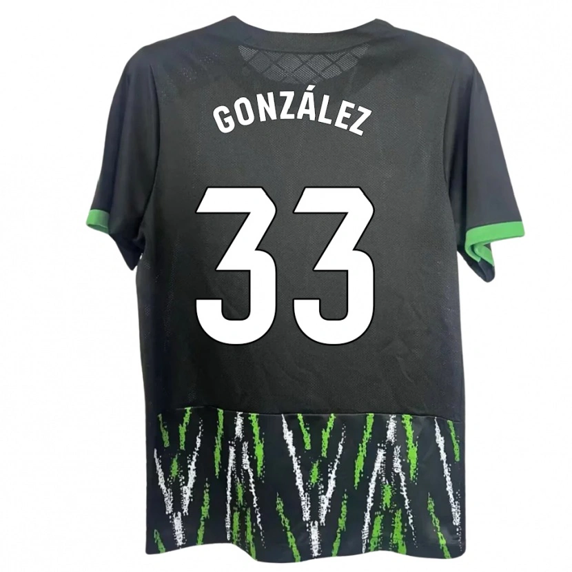 Danxen Dzieci Nico González #33 Czarno-Zielony Wyjazdowa Koszulka 2025/26 Koszulki Klubowe