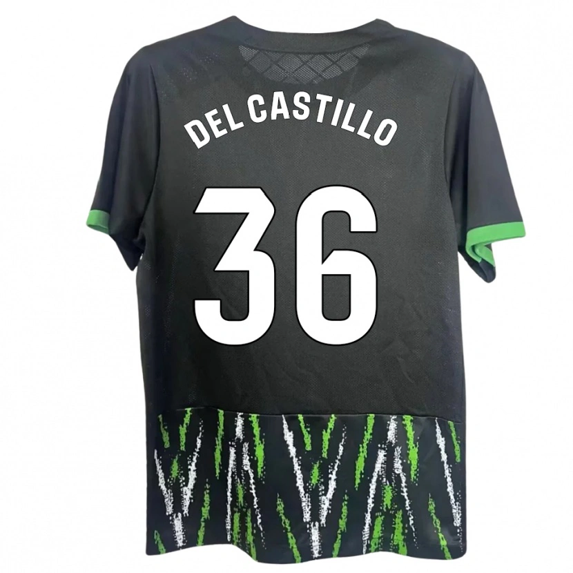 Danxen Dzieci Gonzalo Del Castillo #36 Czarno-Zielony Wyjazdowa Koszulka 2025/26 Koszulki Klubowe