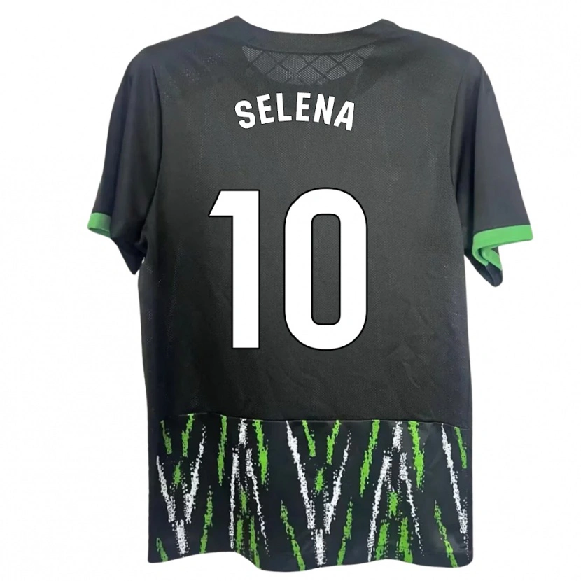 Danxen Dzieci Selena Del Carmen Salas Alonso #10 Czarno-Zielony Wyjazdowa Koszulka 2025/26 Koszulki Klubowe
