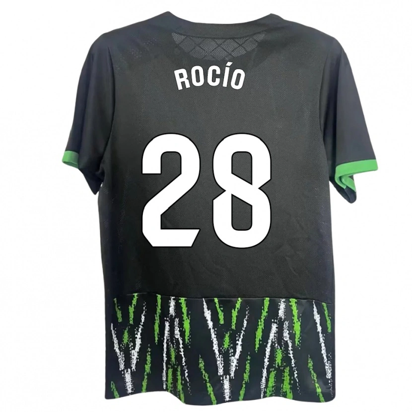 Danxen Dzieci Rocío Rodríguez Jiménez #28 Czarno-Zielony Wyjazdowa Koszulka 2025/26 Koszulki Klubowe
