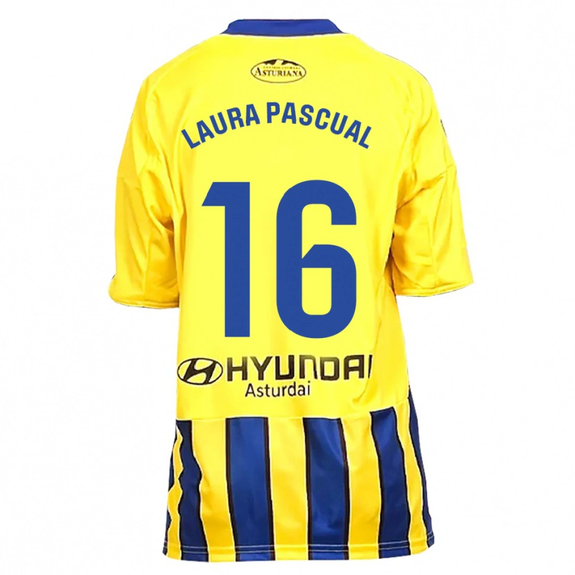 Danxen Dzieci Laura Pascual #16 Żółto-Niebieski Wyjazdowa Koszulka 2025/26 Koszulki Klubowe
