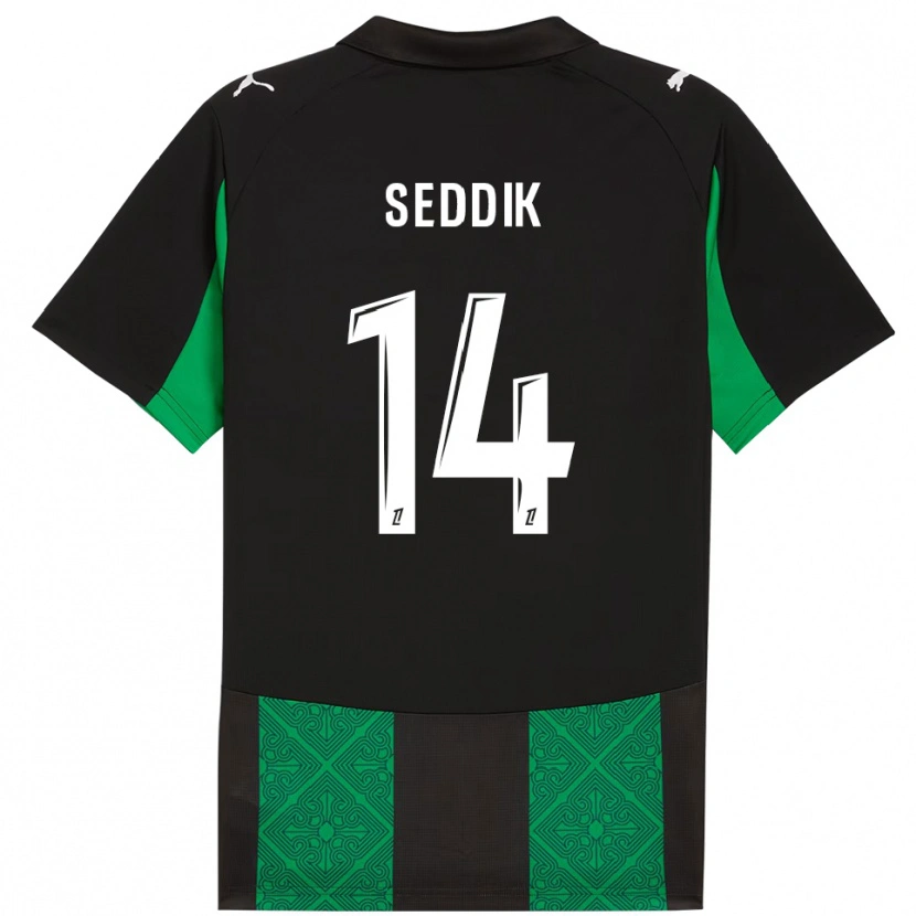 Danxen Dzieci Mohamed Seddik #14 Czarno-Zielony Wyjazdowa Koszulka 2025/26 Koszulki Klubowe