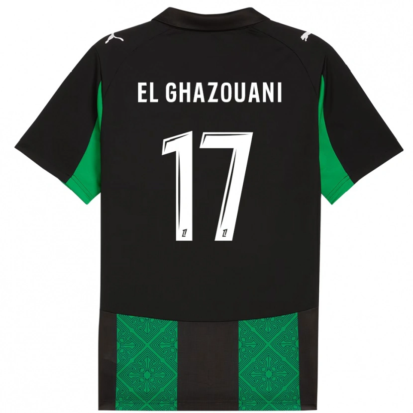 Danxen Dzieci Fatima El Ghazouani #17 Czarno-Zielony Wyjazdowa Koszulka 2025/26 Koszulki Klubowe
