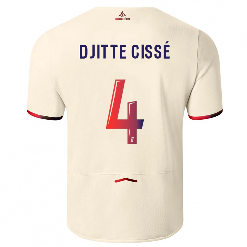 Danxen Dzieci Babacar Djitte Cissé #4 Złamana Biel-Czerwony Wyjazdowa Koszulka 2025/26 Koszulki Klubowe