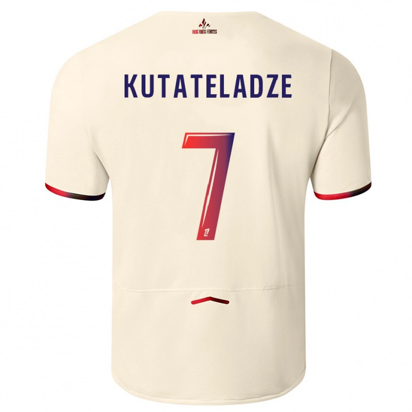 Danxen Dzieci Alexandre Kutateladze #7 Złamana Biel-Czerwony Wyjazdowa Koszulka 2025/26 Koszulki Klubowe