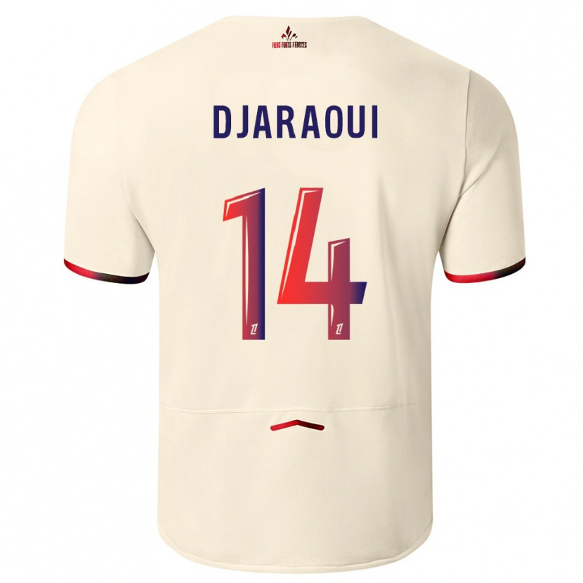 Danxen Dzieci Mehdi Djaraoui #14 Złamana Biel-Czerwony Wyjazdowa Koszulka 2025/26 Koszulki Klubowe
