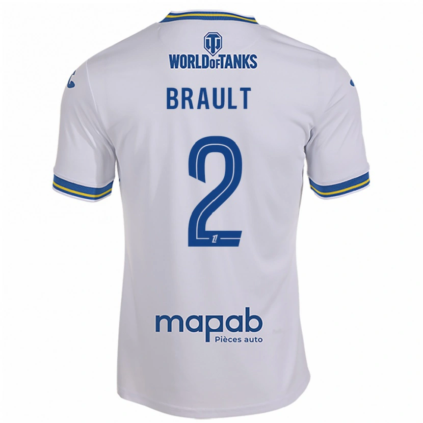 Danxen Dzieci Matis Brault #2 Biało-Błękitny Wyjazdowa Koszulka 2025/26 Koszulki Klubowe
