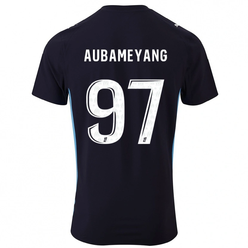Danxen Dzieci Pierre-Emerick Aubameyang #97 Czarno-Błękitny Wyjazdowa Koszulka 2025/26 Koszulki Klubowe