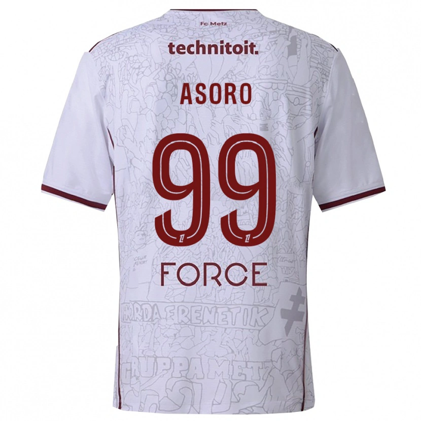 Danxen Dzieci Joel Asoro #99 Biało-Bordowy Wyjazdowa Koszulka 2025/26 Koszulki Klubowe