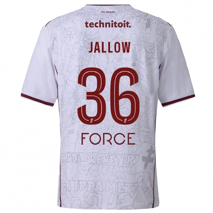 Danxen Dzieci Ablie Jallow #36 Biało-Bordowy Wyjazdowa Koszulka 2025/26 Koszulki Klubowe