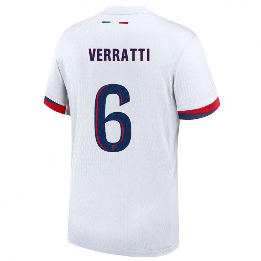Danxen Dzieci Marco Verratti #6 Biało-Czerwony Wyjazdowa Koszulka 2025/26 Koszulki Klubowe