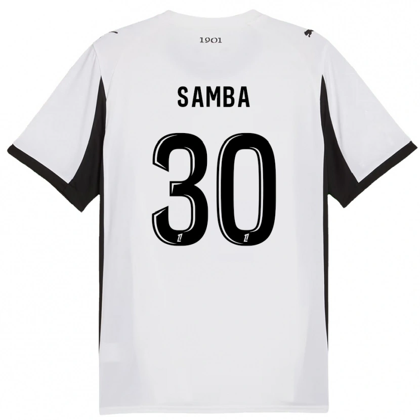 Danxen Dzieci Brice Samba #30 Biało-Czarny Wyjazdowa Koszulka 2025/26 Koszulki Klubowe