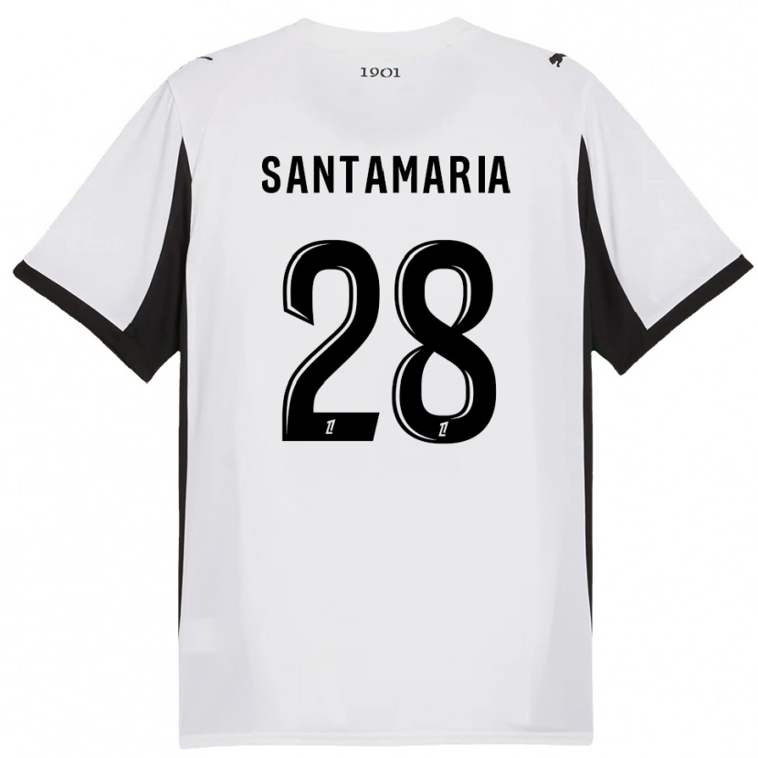 Danxen Dzieci Baptiste Santamaria #28 Biało-Czarny Wyjazdowa Koszulka 2025/26 Koszulki Klubowe