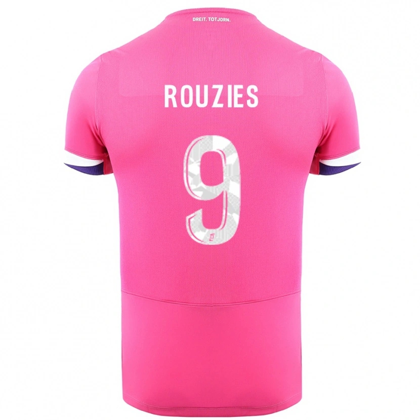 Danxen Dzieci Manon Rouzies #9 Różowo-Biały Wyjazdowa Koszulka 2025/26 Koszulki Klubowe