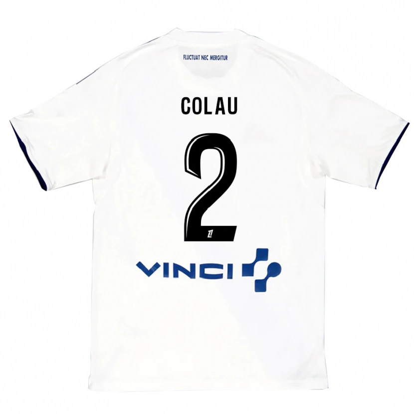 Danxen Dzieci Dimitri Colau #2 Biało-Niebieski Wyjazdowa Koszulka 2025/26 Koszulki Klubowe