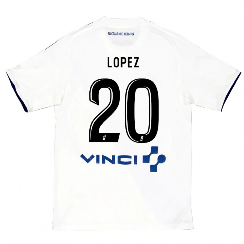 Danxen Dzieci Julien Lopez #20 Biało-Niebieski Wyjazdowa Koszulka 2025/26 Koszulki Klubowe