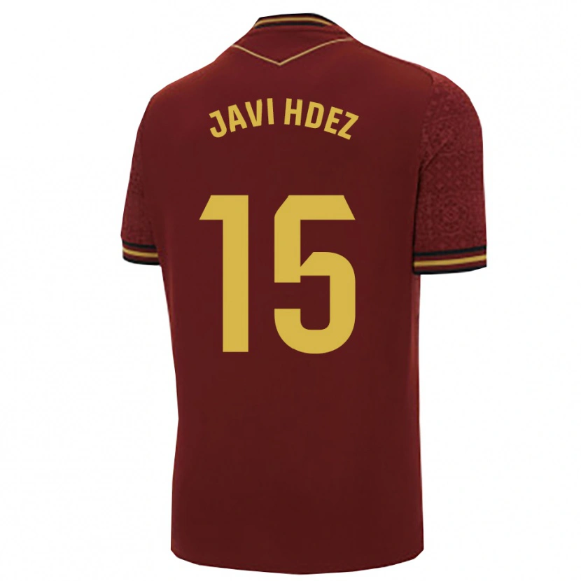 Danxen Dzieci Javi Hernández #15 Bordowo-Złoty Wyjazdowa Koszulka 2025/26 Koszulki Klubowe