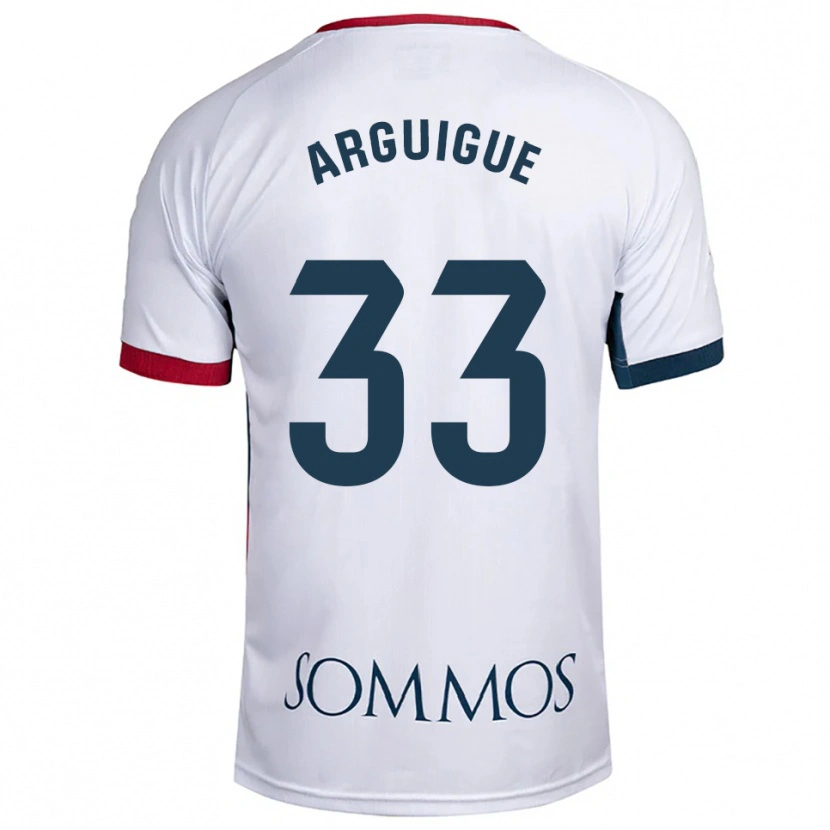 Danxen Dzieci Ayman Arguigue #33 Biało-Czerwony Wyjazdowa Koszulka 2025/26 Koszulki Klubowe
