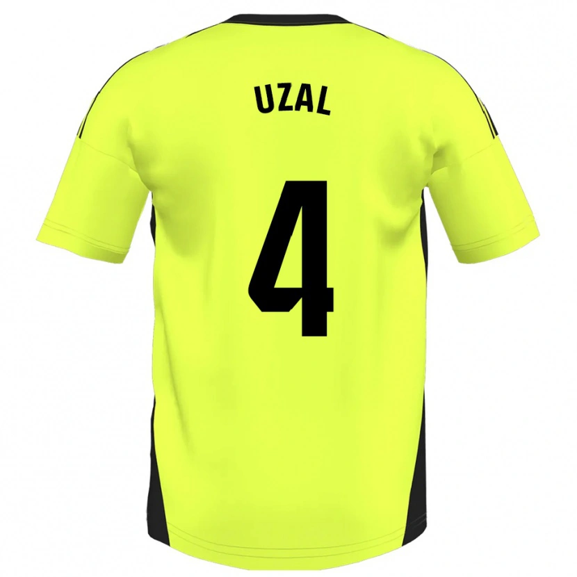 Danxen Dzieci Yeray Uzal #4 Fluorescencyjny Żółty Wyjazdowa Koszulka 2025/26 Koszulki Klubowe