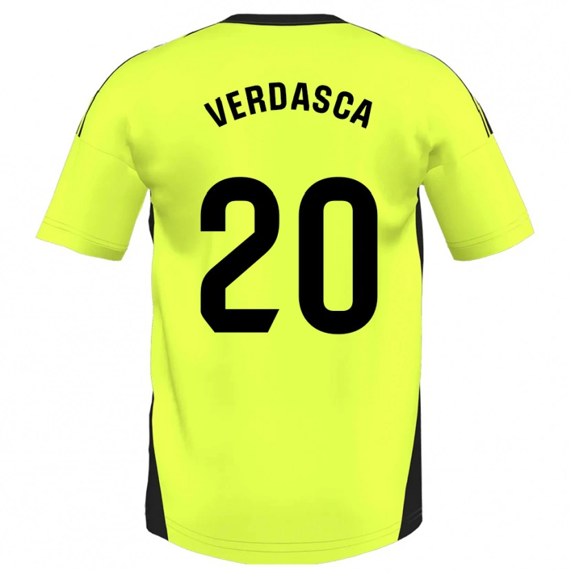 Danxen Dzieci Diogo Verdasca #20 Fluorescencyjny Żółty Wyjazdowa Koszulka 2025/26 Koszulki Klubowe