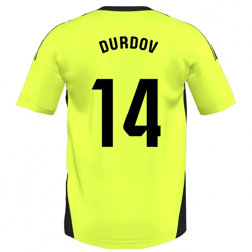 Danxen Dzieci Ivan Durdov #14 Fluorescencyjny Żółty Wyjazdowa Koszulka 2025/26 Koszulki Klubowe