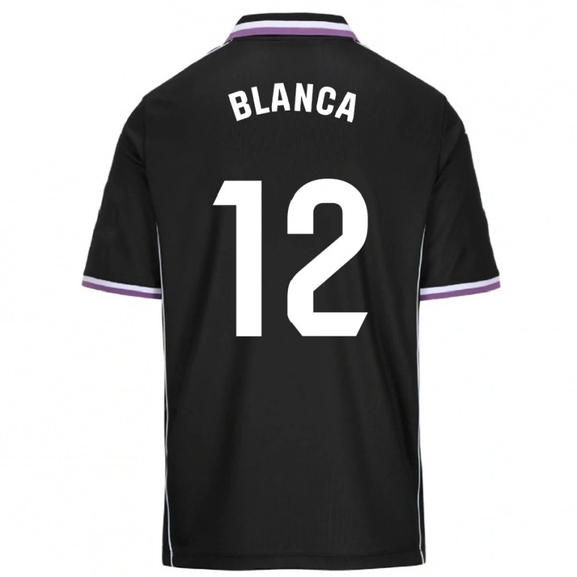 Danxen Dzieci Blanca Serrano Llanos #12 Fioletowo-Czarny Wyjazdowa Koszulka 2025/26 Koszulki Klubowe