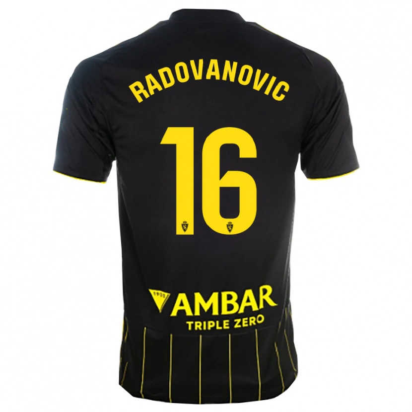 Danxen Dzieci Aleksandar Radovanovic #16 Czarno-Żółty Wyjazdowa Koszulka 2025/26 Koszulki Klubowe