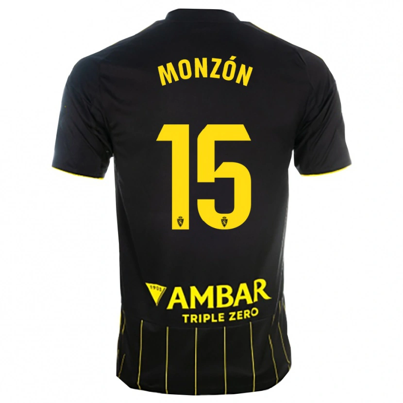 Danxen Dzieci Diego Monzón #15 Czarno-Żółty Wyjazdowa Koszulka 2025/26 Koszulki Klubowe