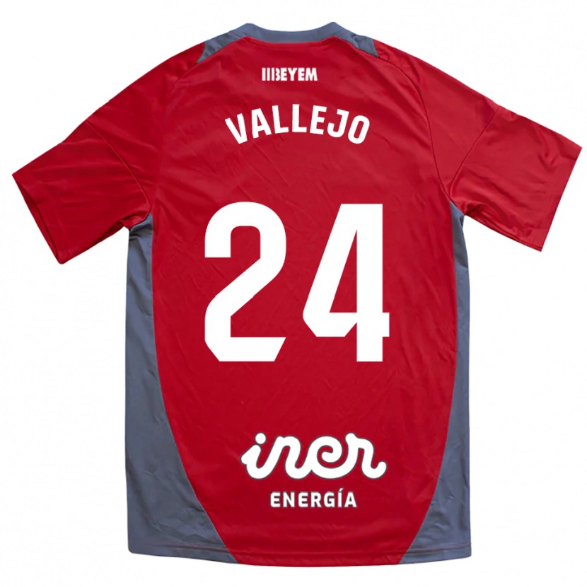 Danxen Dzieci Jesús Vallejo #24 Czerwono-Szary Wyjazdowa Koszulka 2025/26 Koszulki Klubowe