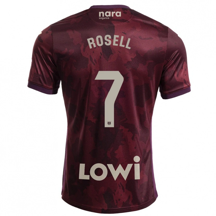 Danxen Dzieci Adrián Rosell #7 Bordowo-Biały Wyjazdowa Koszulka 2025/26 Koszulki Klubowe