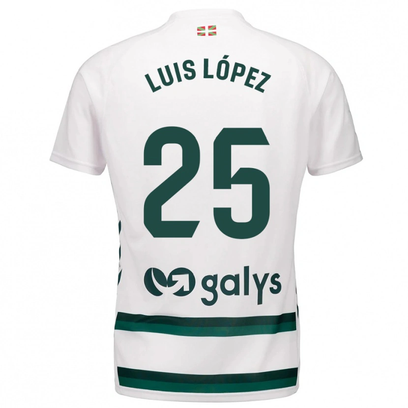 Danxen Dzieci Luis López #25 Biało-Zielony Wyjazdowa Koszulka 2025/26 Koszulki Klubowe