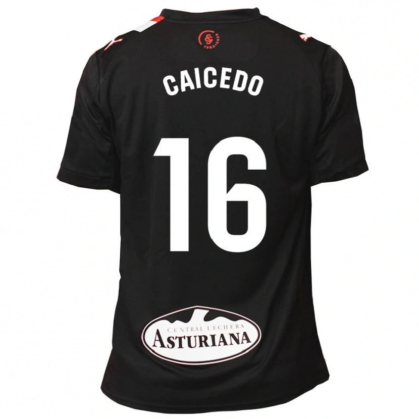 Danxen Dzieci Jordy Caicedo #16 Czarno-Biały Wyjazdowa Koszulka 2025/26 Koszulki Klubowe