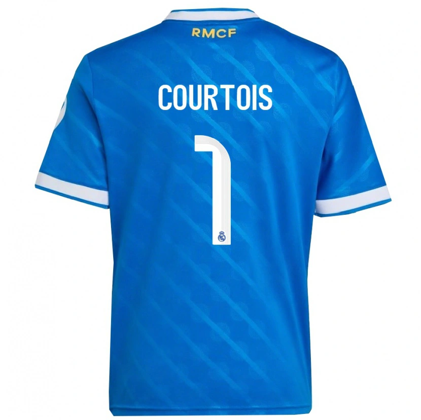 Danxen Dzieci Thibaut Courtois #1 Niebiesko-Biały Trzeci Komplet Koszulka 2025/26 Koszulki Klubowe