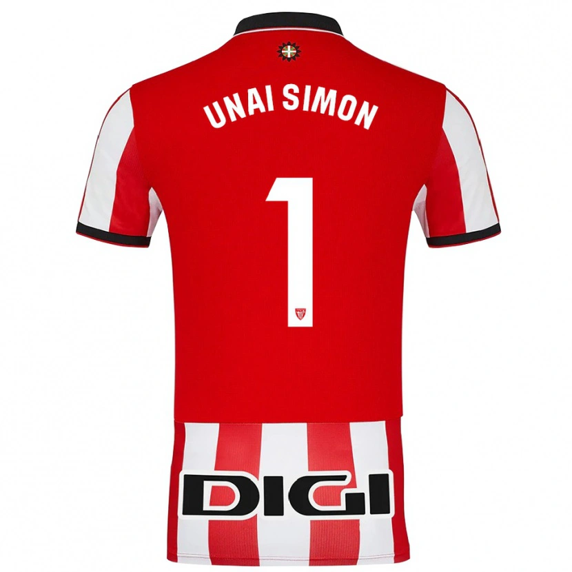 Danxen Męski Unai Simón #1 Czerwono-Biały Domowa Koszulka 2025/26 Koszulki Klubowe