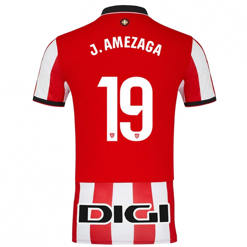 Danxen Męski Jone Amezaga Martínez #19 Czerwono-Biały Domowa Koszulka 2025/26 Koszulki Klubowe