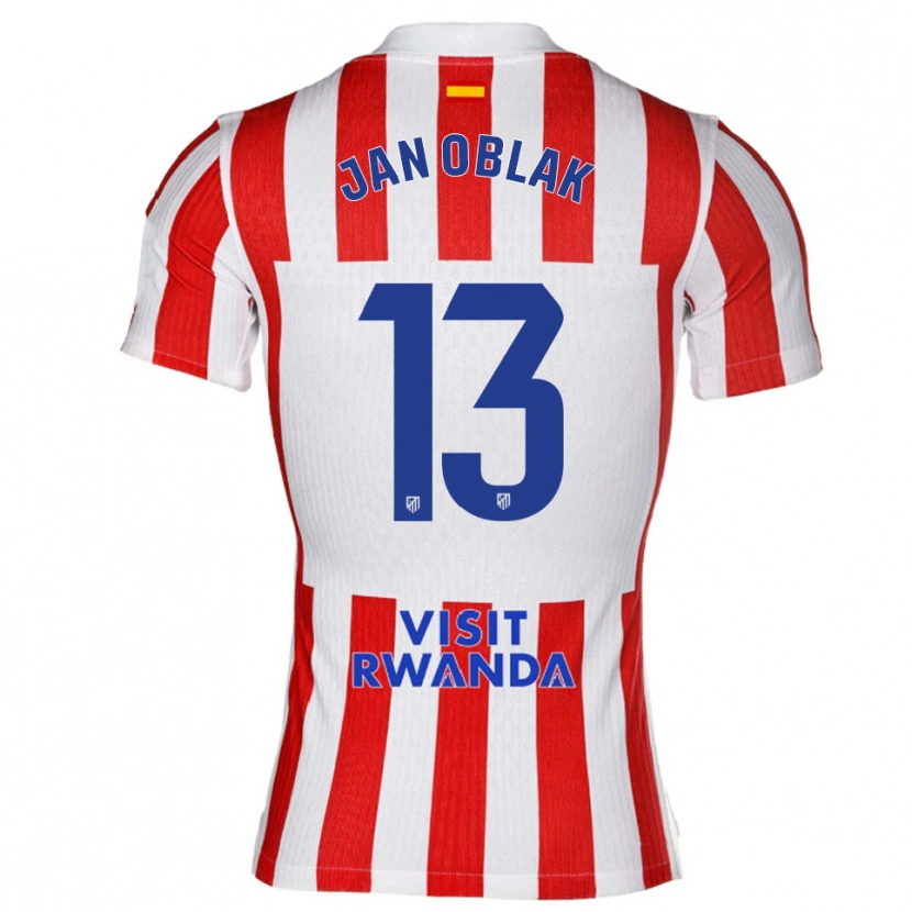 Danxen Męski Jan Oblak #13 Czerwono-Biały Domowa Koszulka 2025/26 Koszulki Klubowe