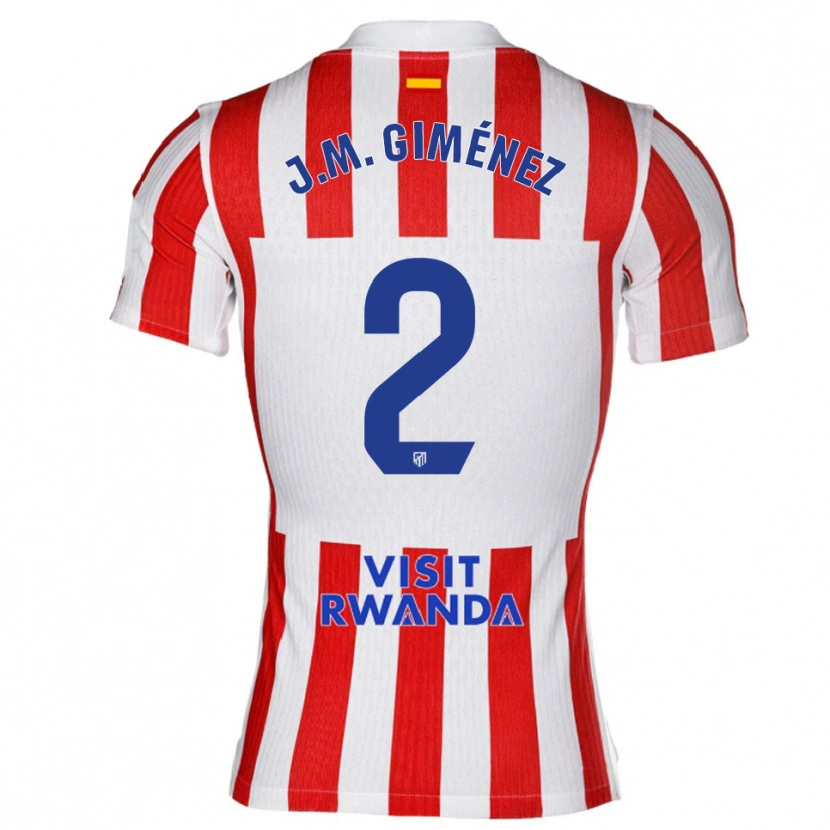 Danxen Męski José María Giménez #2 Czerwono-Biały Domowa Koszulka 2025/26 Koszulki Klubowe