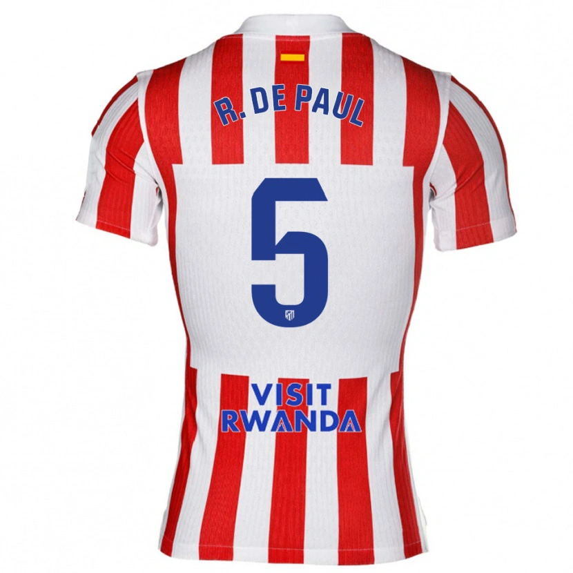 Danxen Męski Rodrigo De Paul #5 Czerwono-Biały Domowa Koszulka 2025/26 Koszulki Klubowe