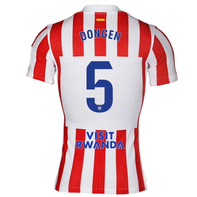 Danxen Męski Merel Van Dongen #5 Czerwono-Biały Domowa Koszulka 2025/26 Koszulki Klubowe