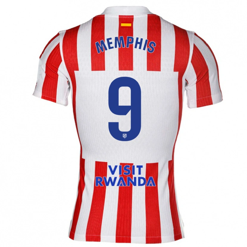 Danxen Męski Memphis Depay #9 Czerwono-Biały Domowa Koszulka 2025/26 Koszulki Klubowe