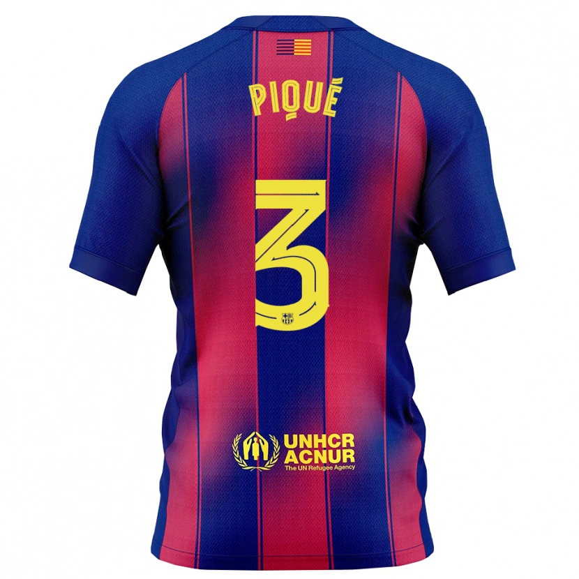 Danxen Męski Gerard Pique #3 Niebiesko-Czerwony Domowa Koszulka 2025/26 Koszulki Klubowe