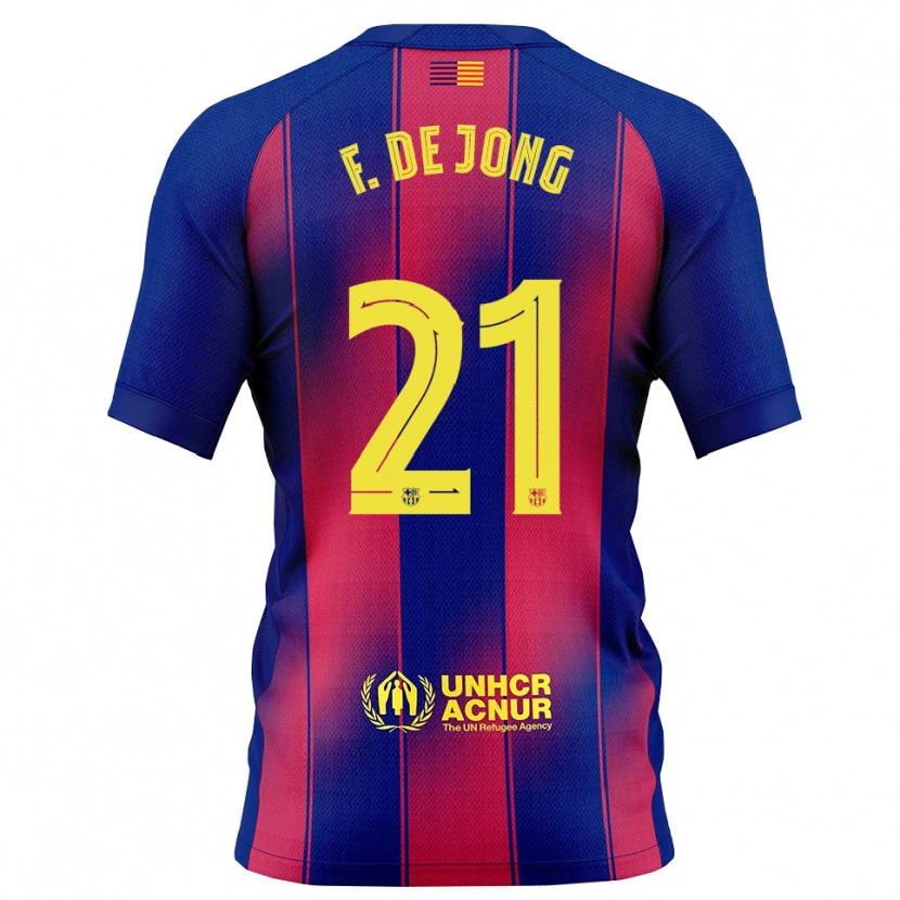 Danxen Męski Frenkie De Jong #21 Niebiesko-Czerwony Domowa Koszulka 2025/26 Koszulki Klubowe