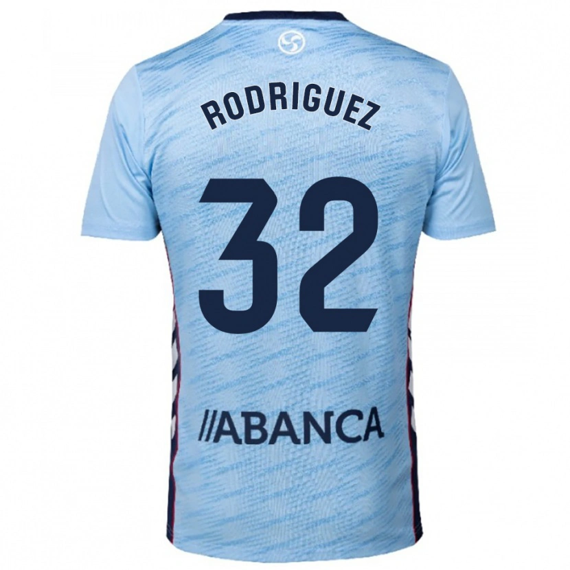 Danxen Męski Javi Rodríguez #32 Błękitno-Czerwony Domowa Koszulka 2025/26 Koszulki Klubowe