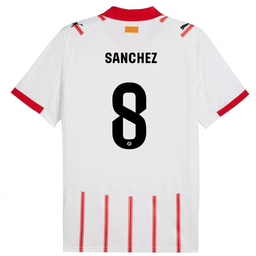 Danxen Męski Miguel Ángel Sánchez #8 Biało-Czerwony Domowa Koszulka 2025/26 Koszulki Klubowe