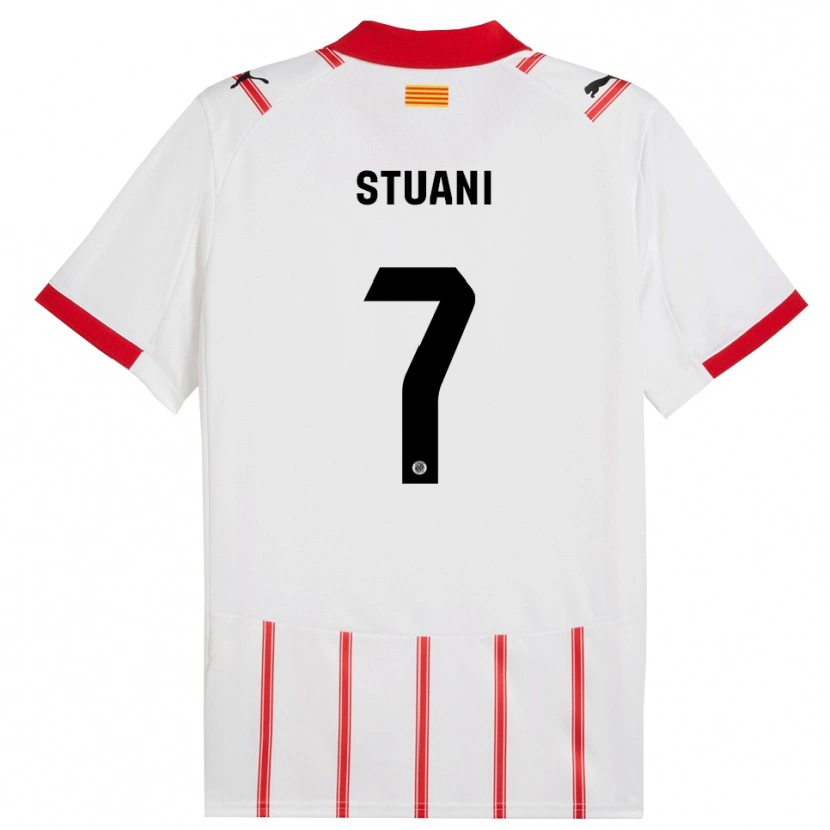 Danxen Męski Cristhian Stuani #7 Biało-Czerwony Domowa Koszulka 2025/26 Koszulki Klubowe