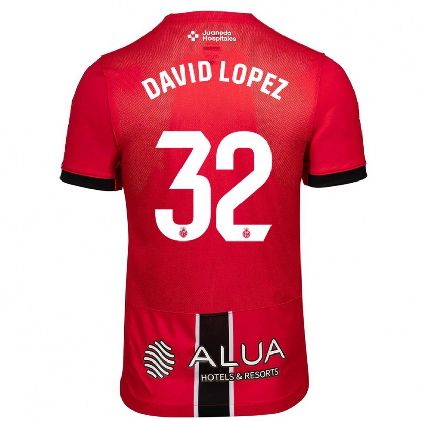 Danxen Męski David López #32 Czerwono-Czarny Domowa Koszulka 2025/26 Koszulki Klubowe